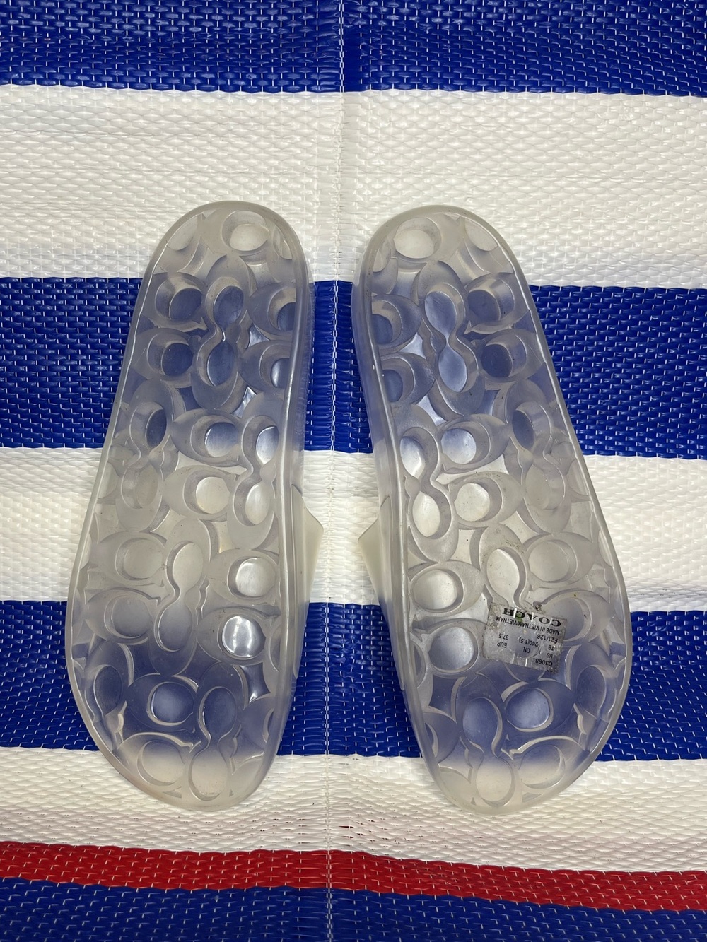 COACH Signature Monogram Crystal Clear Jelly Sandals Slides Women’s Size 7.5 - Picture 5 of 9